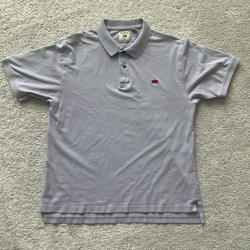 Perlis Polo Shirt Mens Large L Purple Peruvian Cotton Crawfish Logo Embroidered